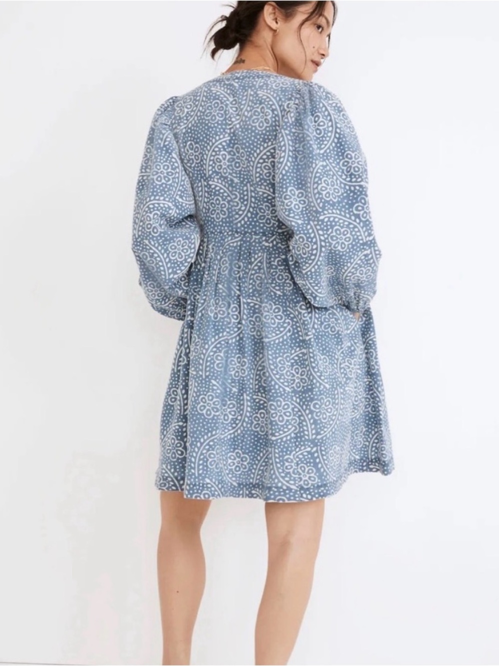 Madewell Blue Printed Button-Tiered Dress - Picture 6 of 6